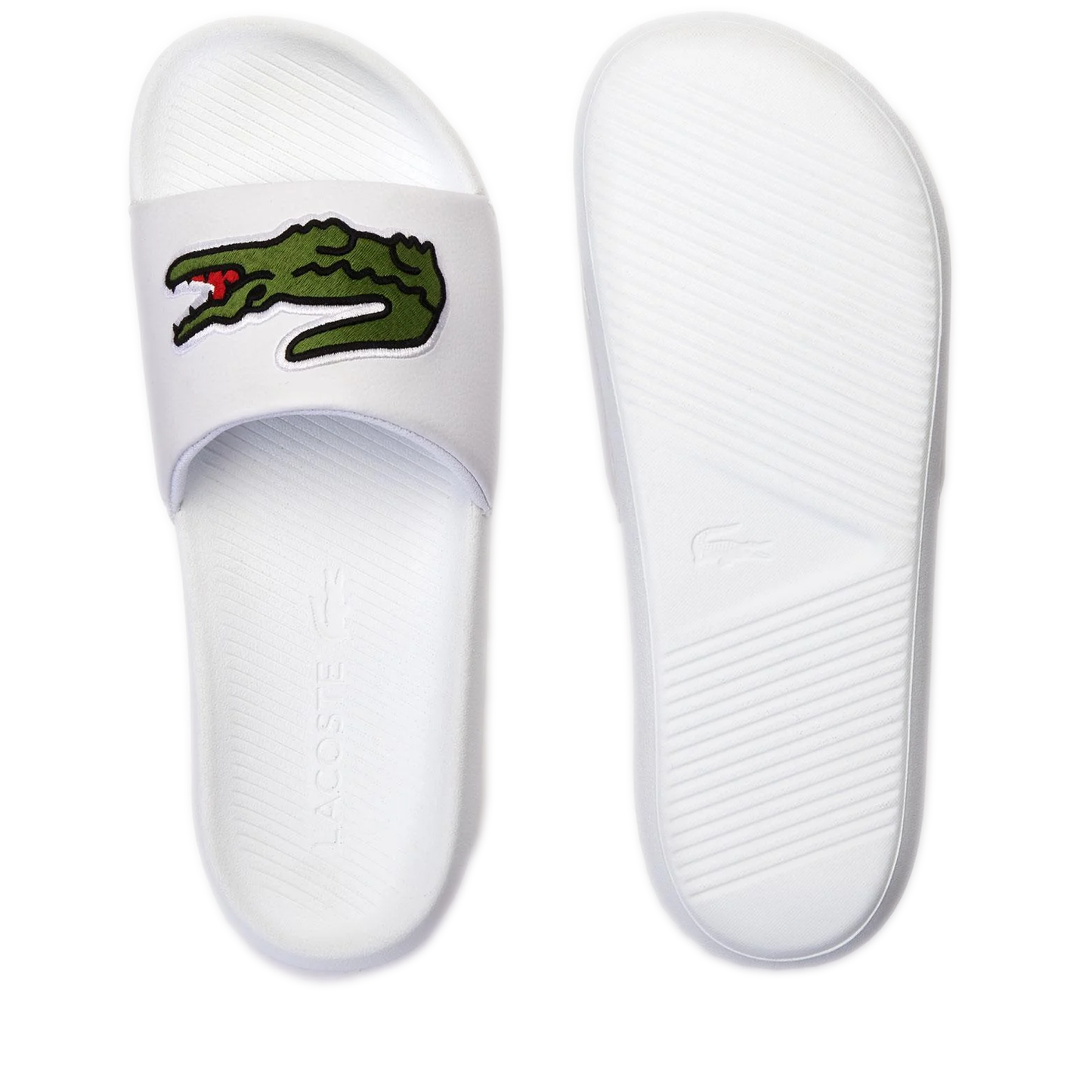 Men's Lacoste Croco Synthetic Slides - White/ Green