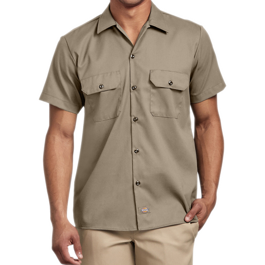 Men's Dickies Slim Fit FLEX Twill Work Shirt - Desert Sand