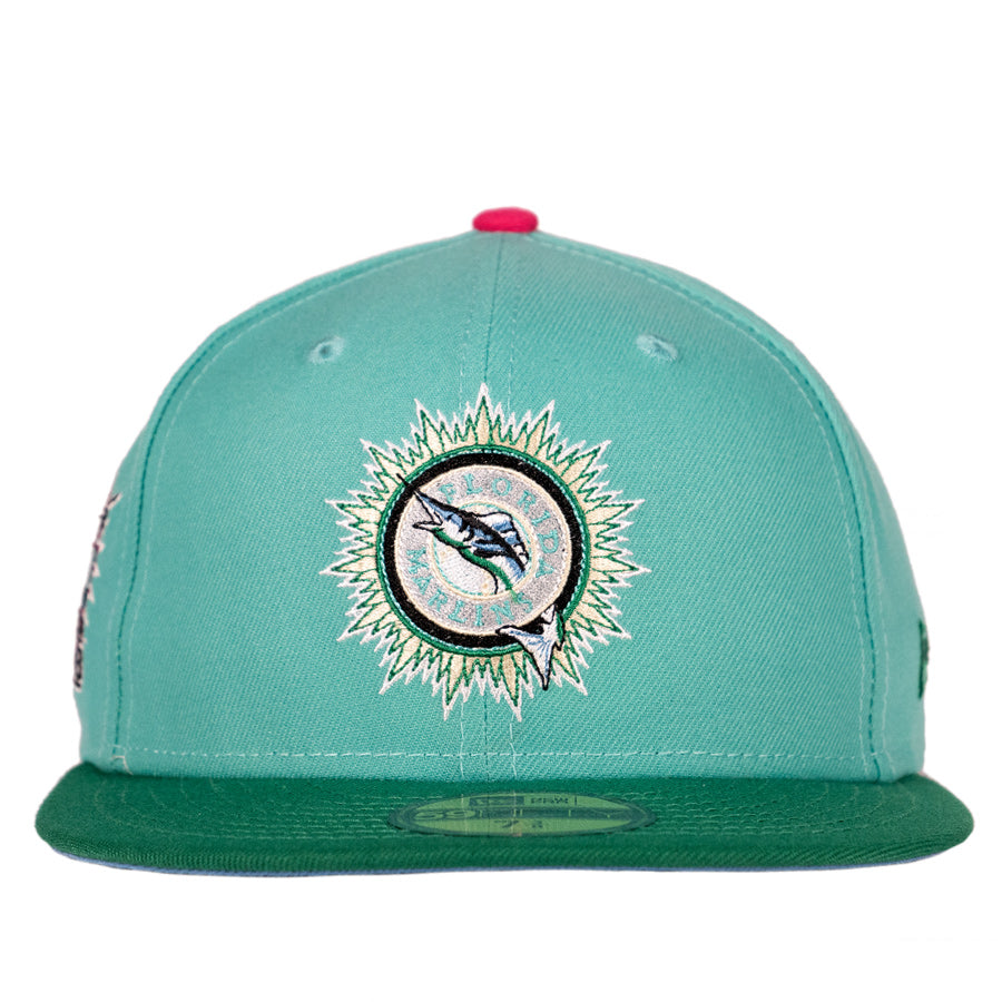 New Era Florida Marlins 1993 Inaugural Patch - 59FIFTY Custom Fitted Hat - Sky Blue / Green