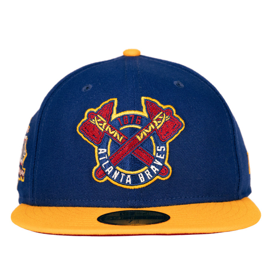 New Era Atlanta Braves - 59FIFTY Custom Fitted Hat - Dark Royal Blue / Yellow