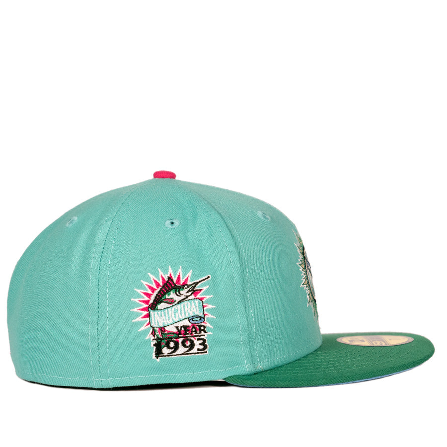 New Era Florida Marlins 1993 Inaugural Patch - 59FIFTY Custom Fitted Hat - Sky Blue / Green