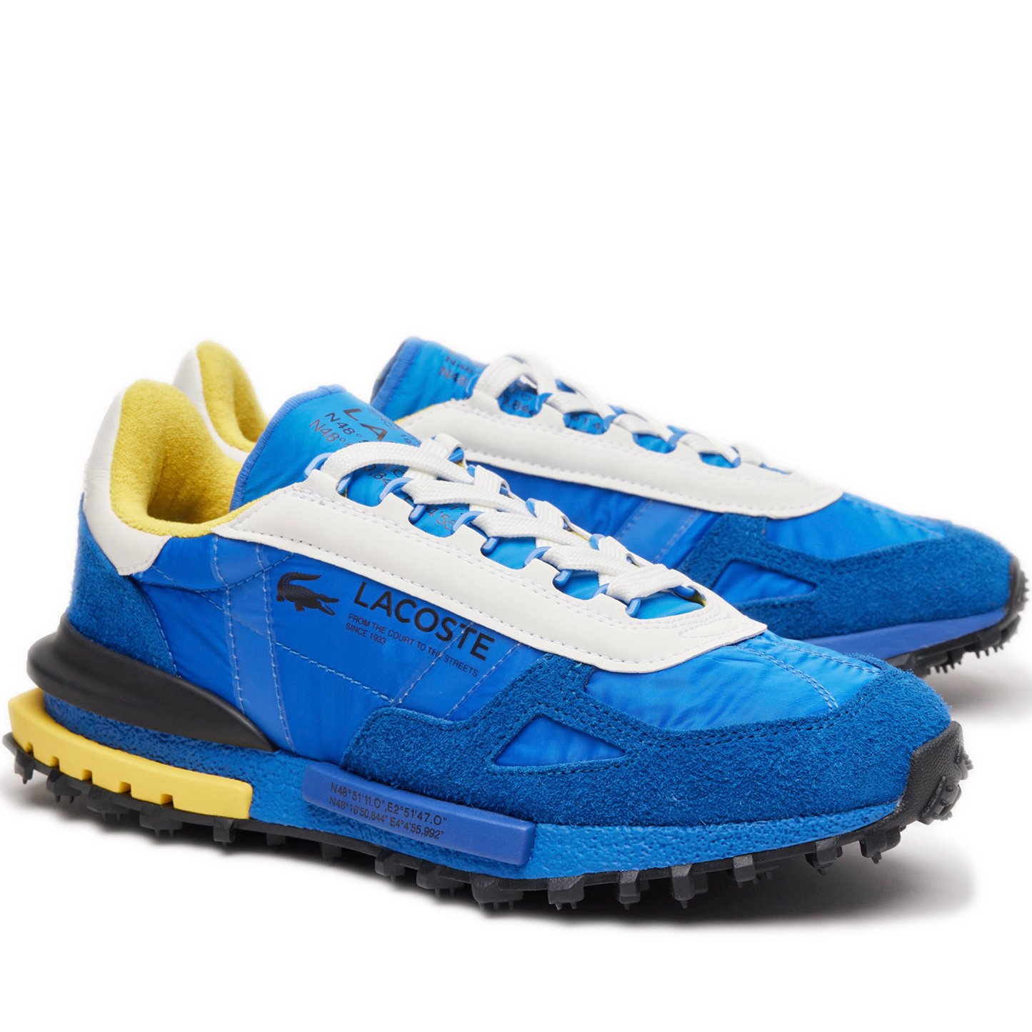 Men's Lacoste Elite Active Branded Sneakers - Blue/ Yellow