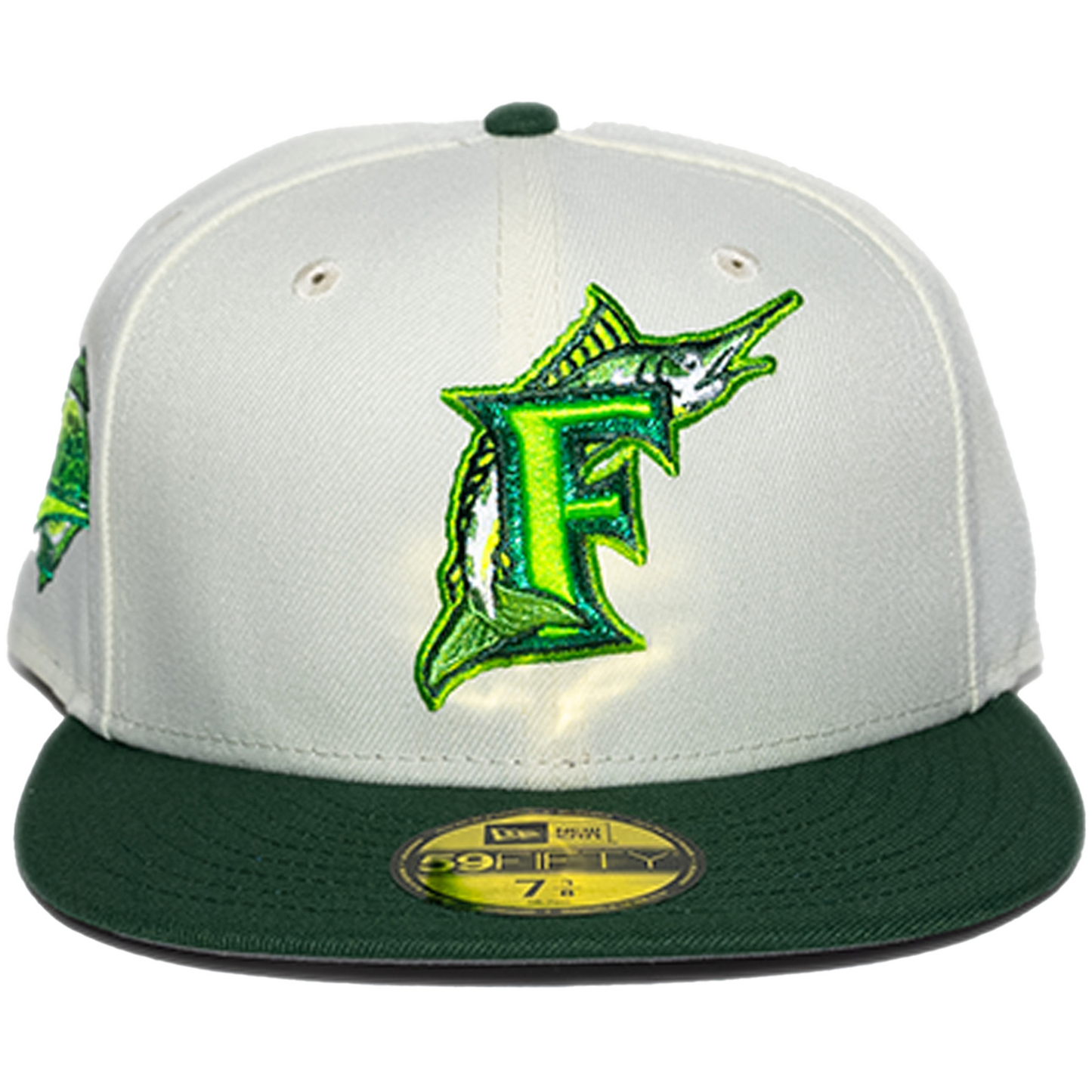 New Era Florida Marlins 59Fifty Fitted Hat - Chrome/ Green