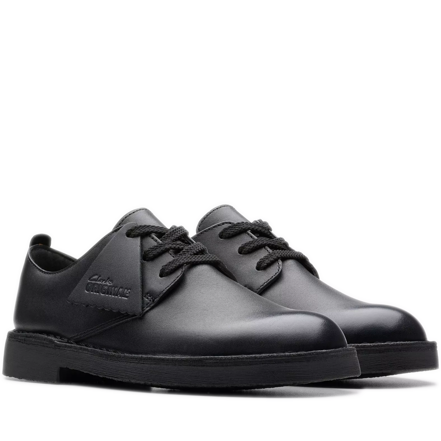 Grade School Clarks Desert London - Black Leather