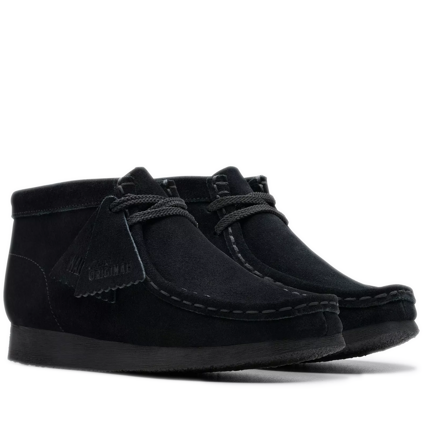 Grade school Clarks Wallabee Boot - Black Suede
