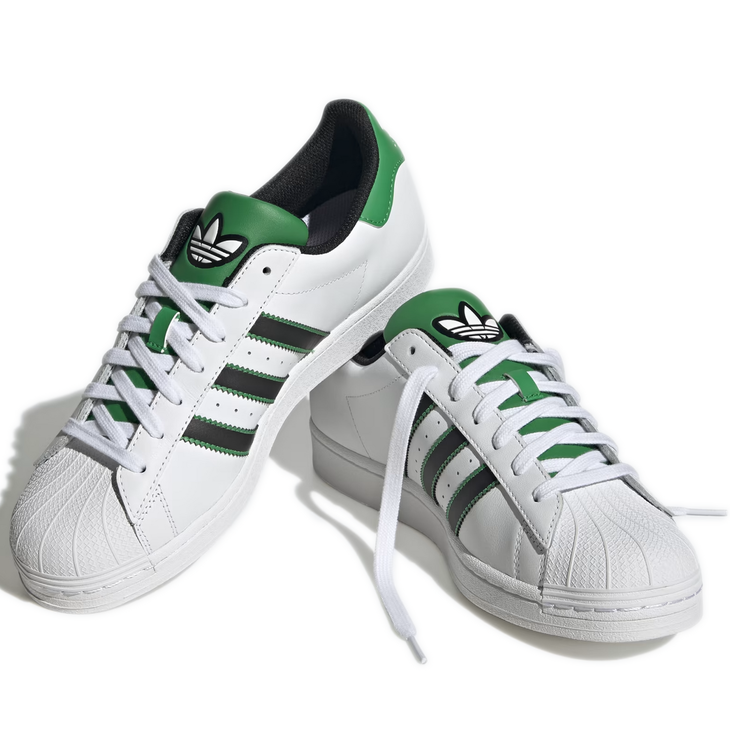 Men's Adidas Superstar Shoes - White/ Black/ Green