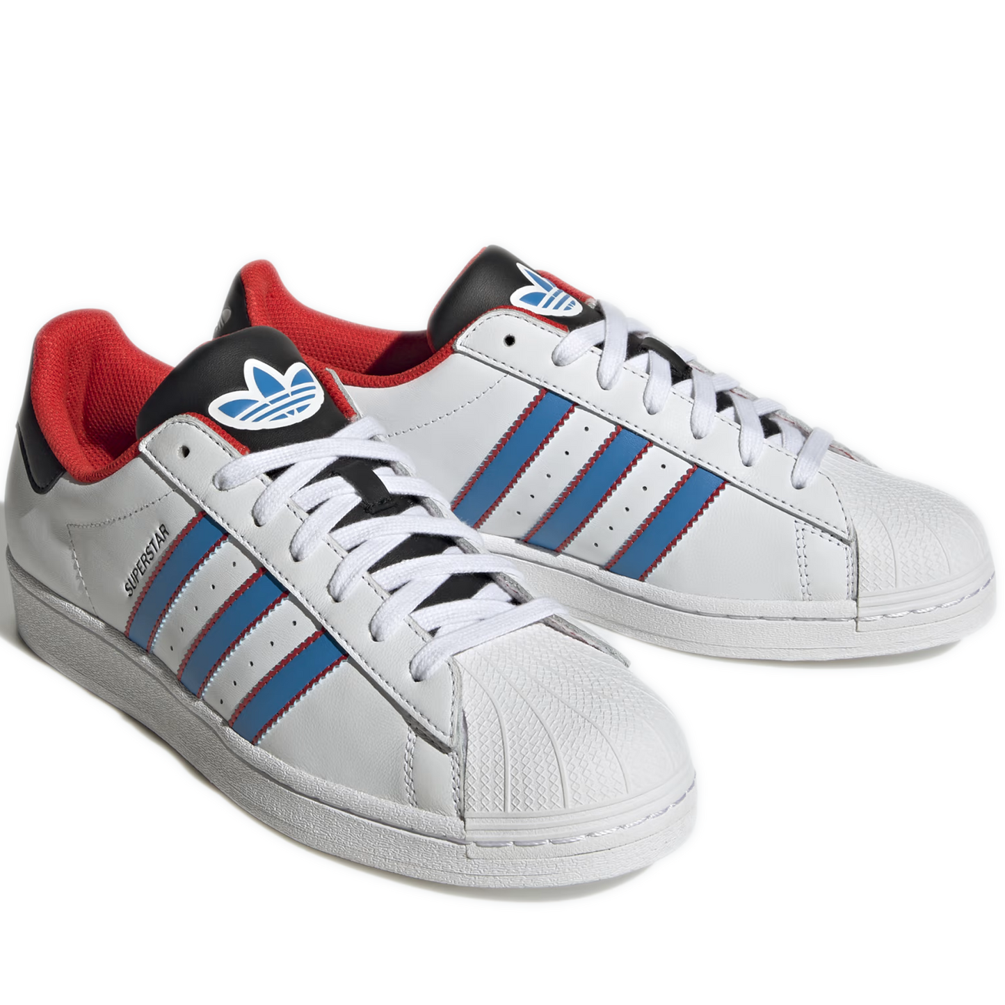 Men's Adidas Superstar Shoes - White/ Blue/ Red