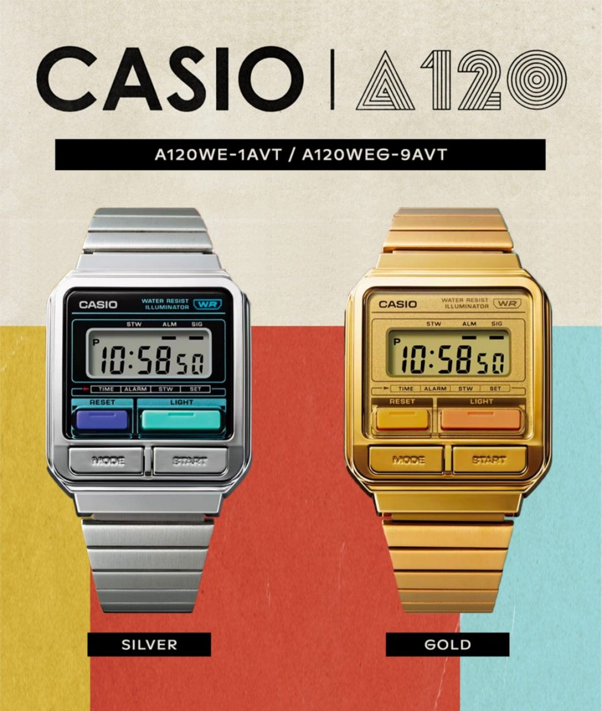 Casio Vintage A120WEG-9AVT Watch 33.5mm - Gold