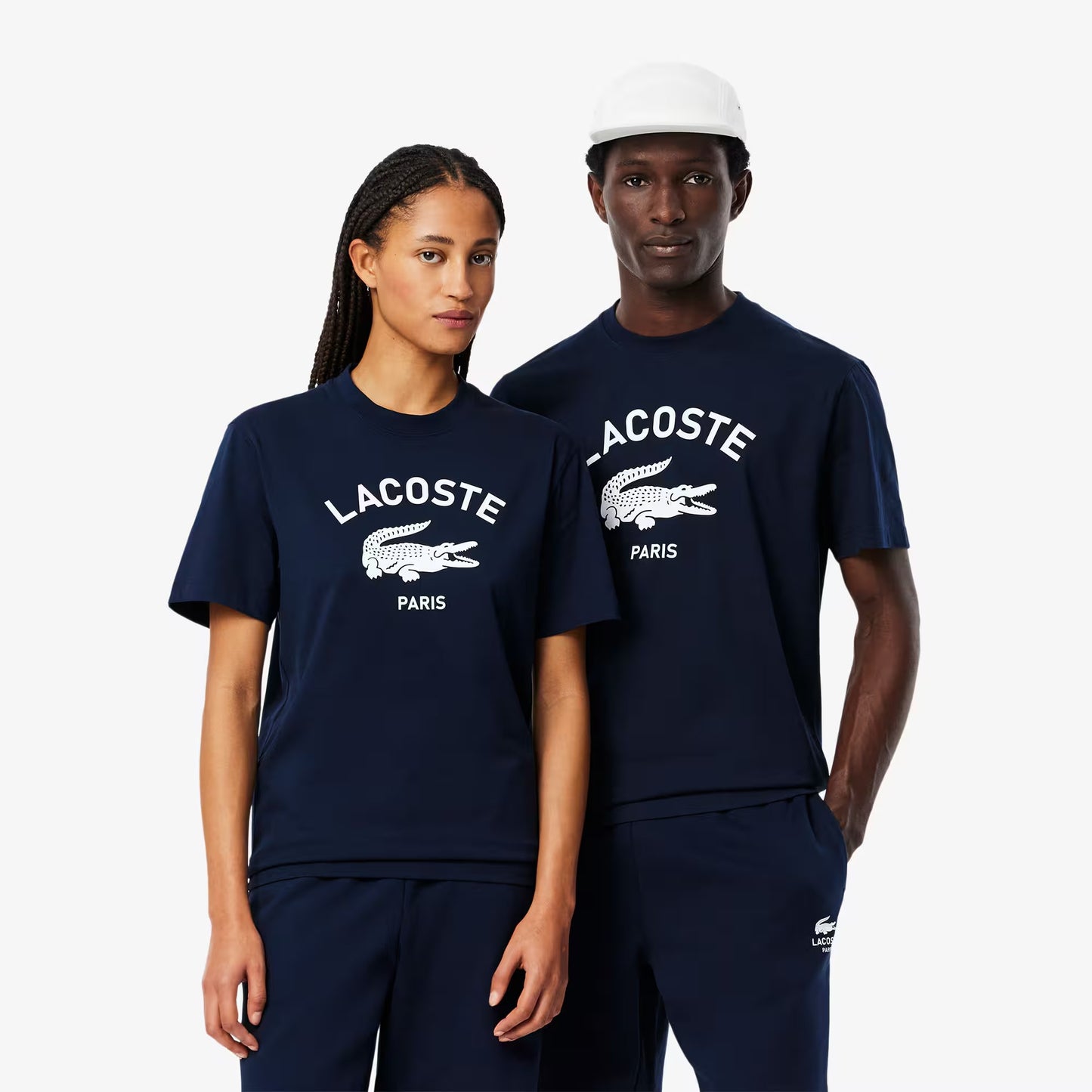 Men's Lacoste Signature Print Cotton T-shirt - Navy Blue