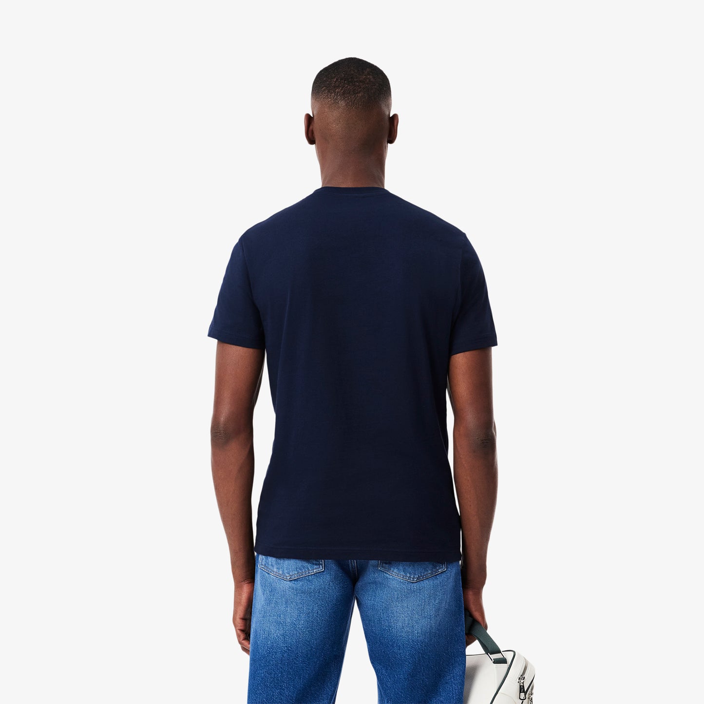 Men's Lacoste Signature Print Cotton T-Shirt - Navy Blue