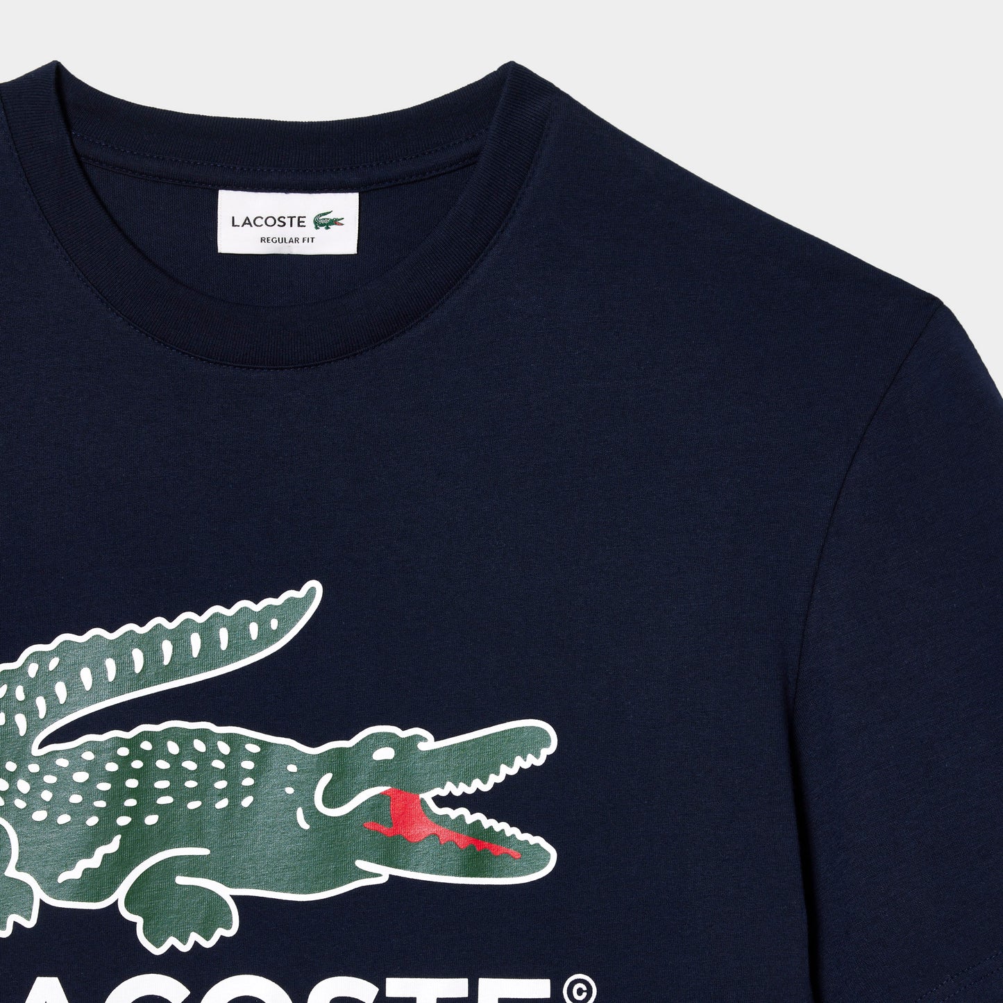 Men's Lacoste Signature Print Cotton T-Shirt - Navy Blue