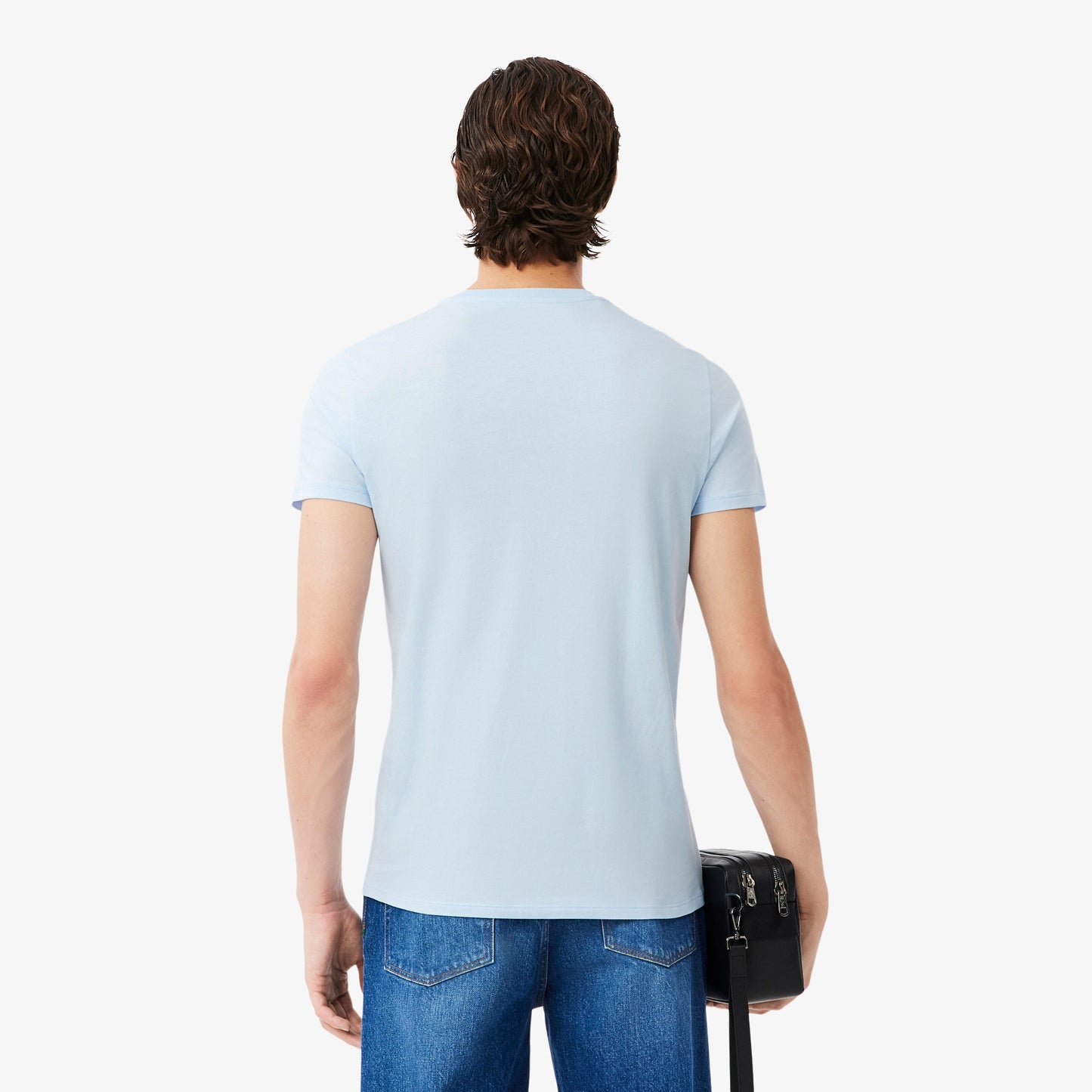 Men's Lacoste Lightweight Pima Cotton V-Neck T-Shirt - Light Blue