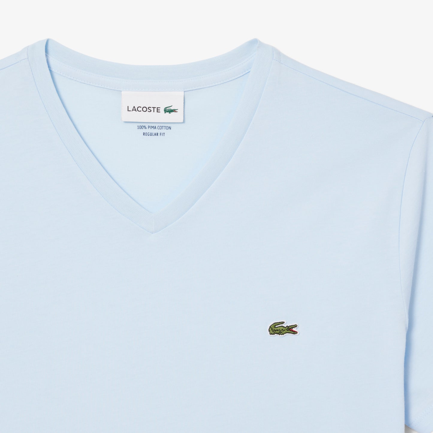 Men's Lacoste Lightweight Pima Cotton V-Neck T-Shirt - Light Blue