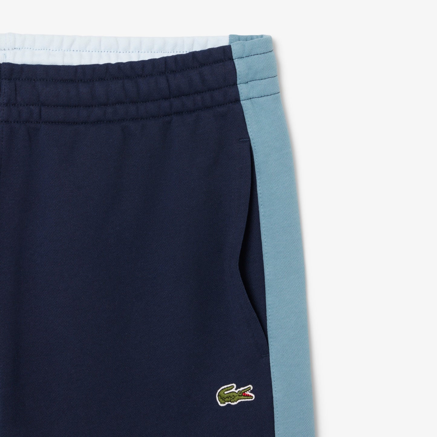 Men's Lacoste Cotton Fleece Colour Block Shorts - Navy Blue/Blue