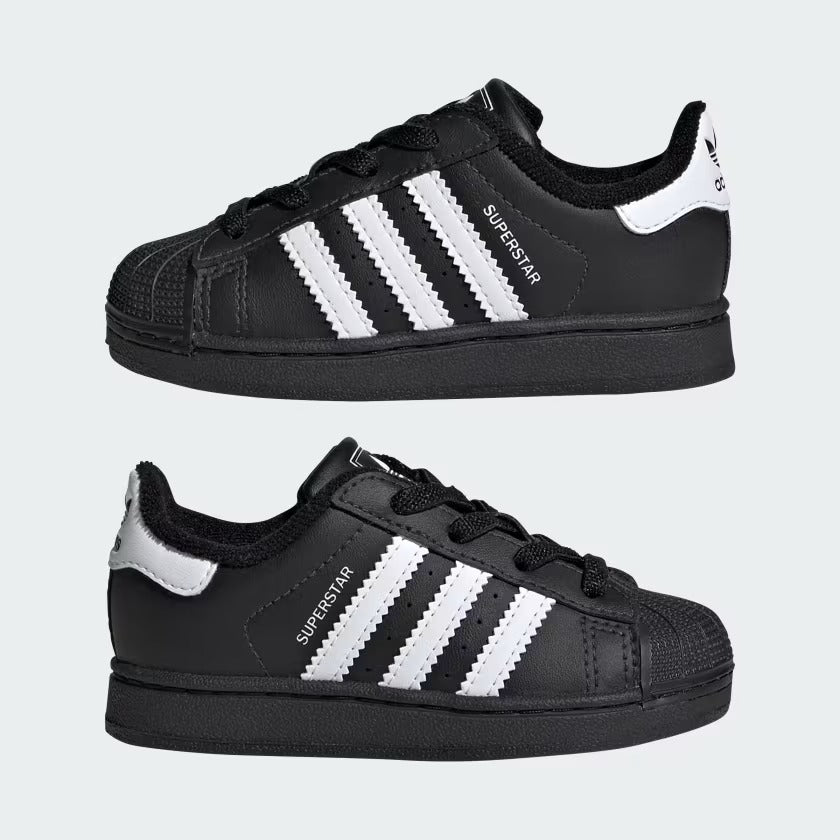 Infant's Adidas Superstar II Elastic Lace Shoes - Core Black