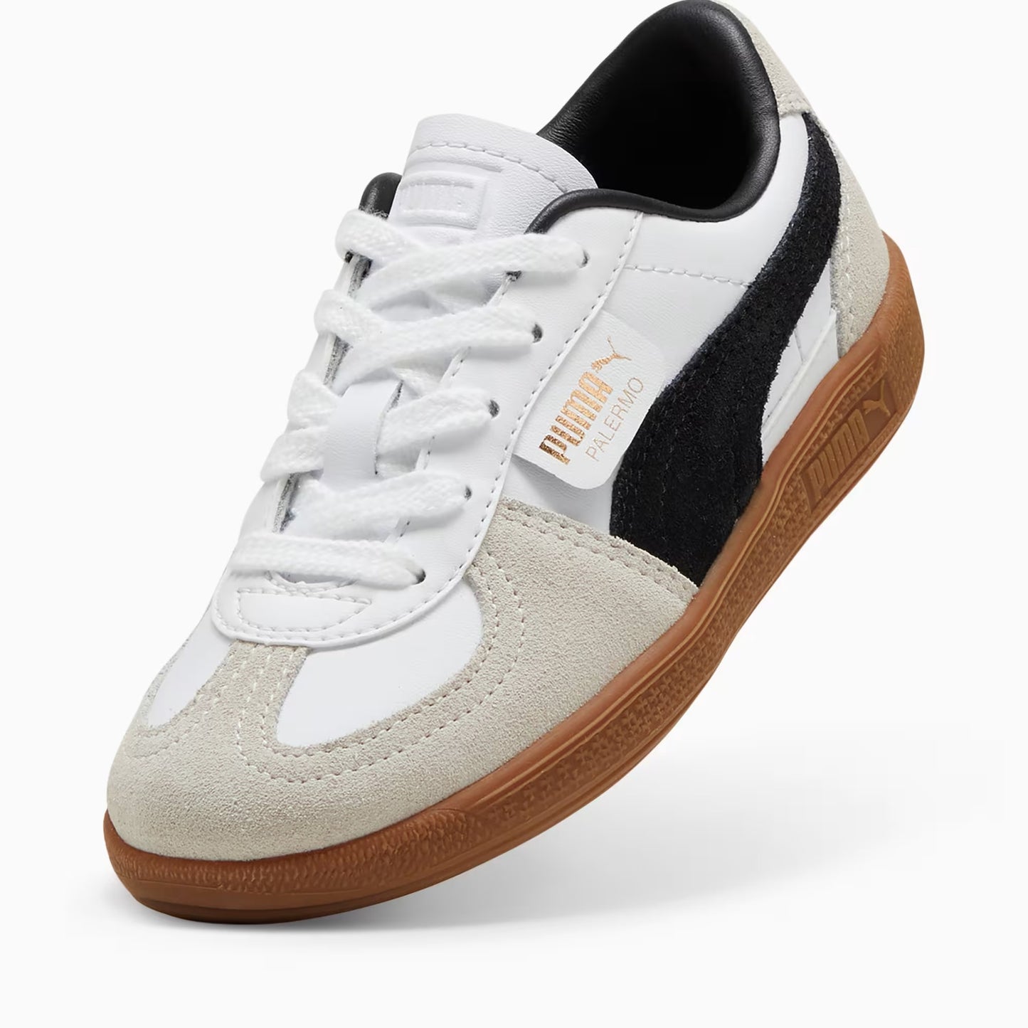 Grade School Puma Palermo Leather - White/Grey/Black