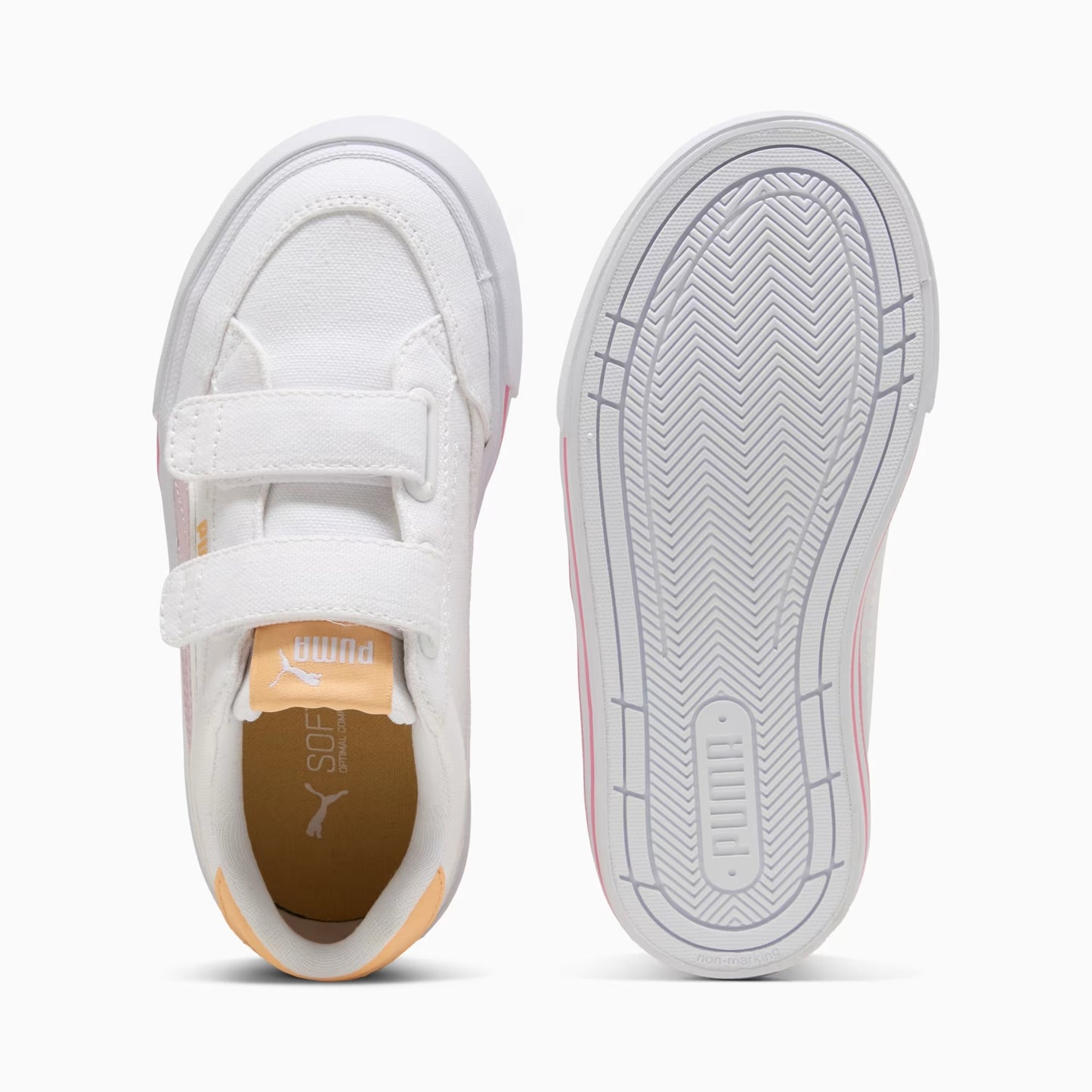 Infant's Puma Court Classic Vulcanized Formstrip - White/Rose Mauve/Almost Apricot