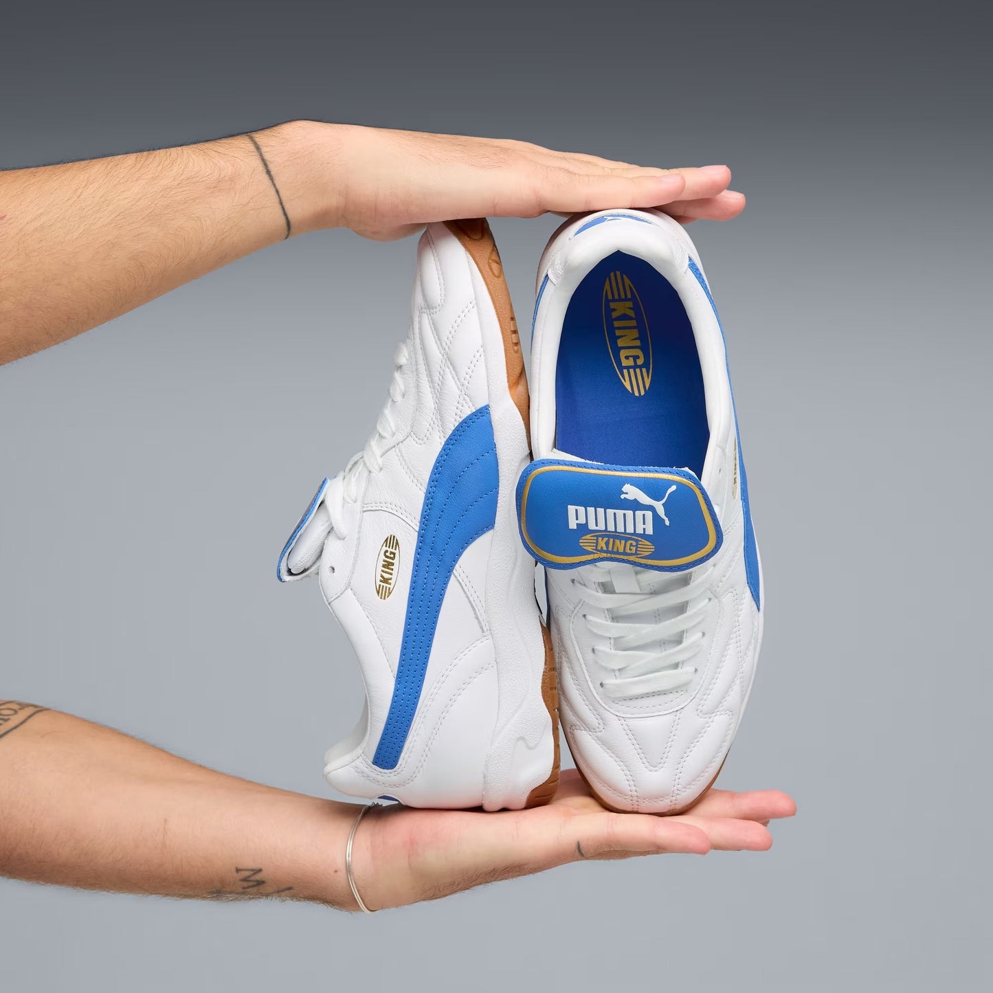 Men's Puma King Indoor Sneakers - White/Mountain Blue