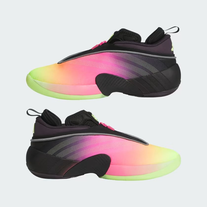 Colorful sneakers with a gradient design on a light gray background