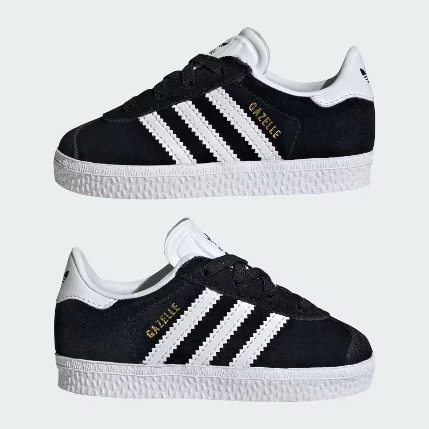 Infant's Adidas Gazelle Comfort Closure Elastic Laces Shoes - Black/White