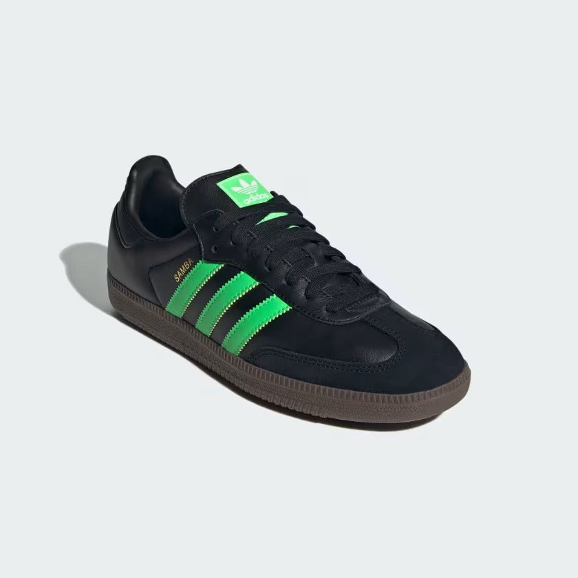 Men's Adidas Samba OG Shoes - Core Black/Screaming Green/Gum