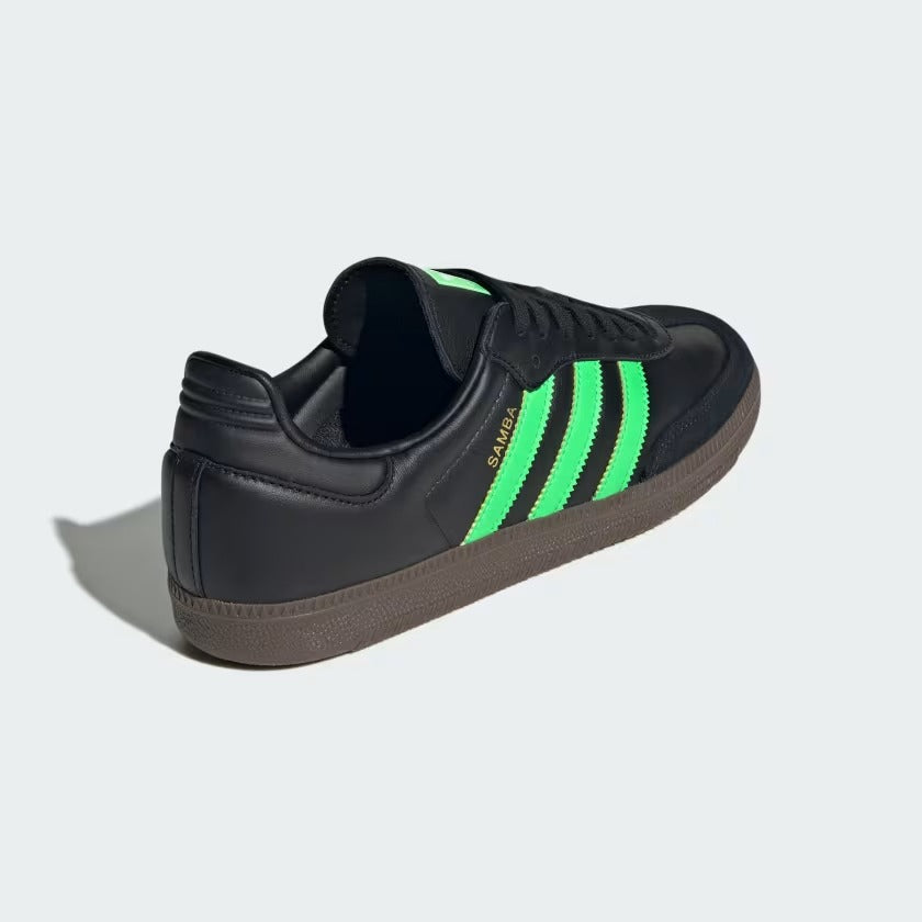 Men's Adidas Samba OG Shoes - Core Black/Screaming Green/Gum