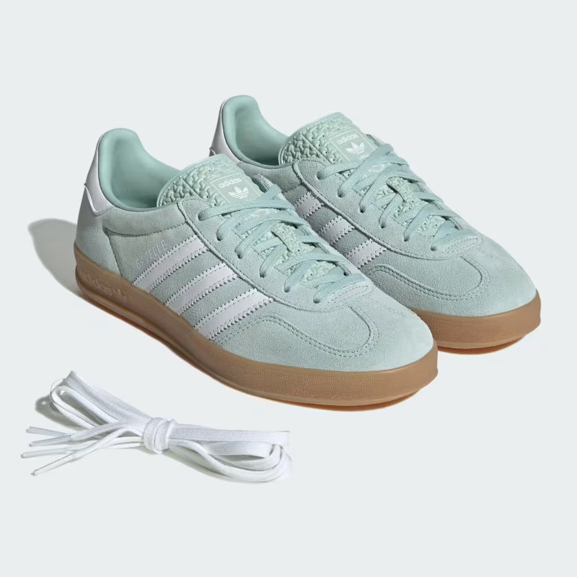 Women's Adidas Gazelle Indoor Shoes - Ash Green/Cloud White/Gum
