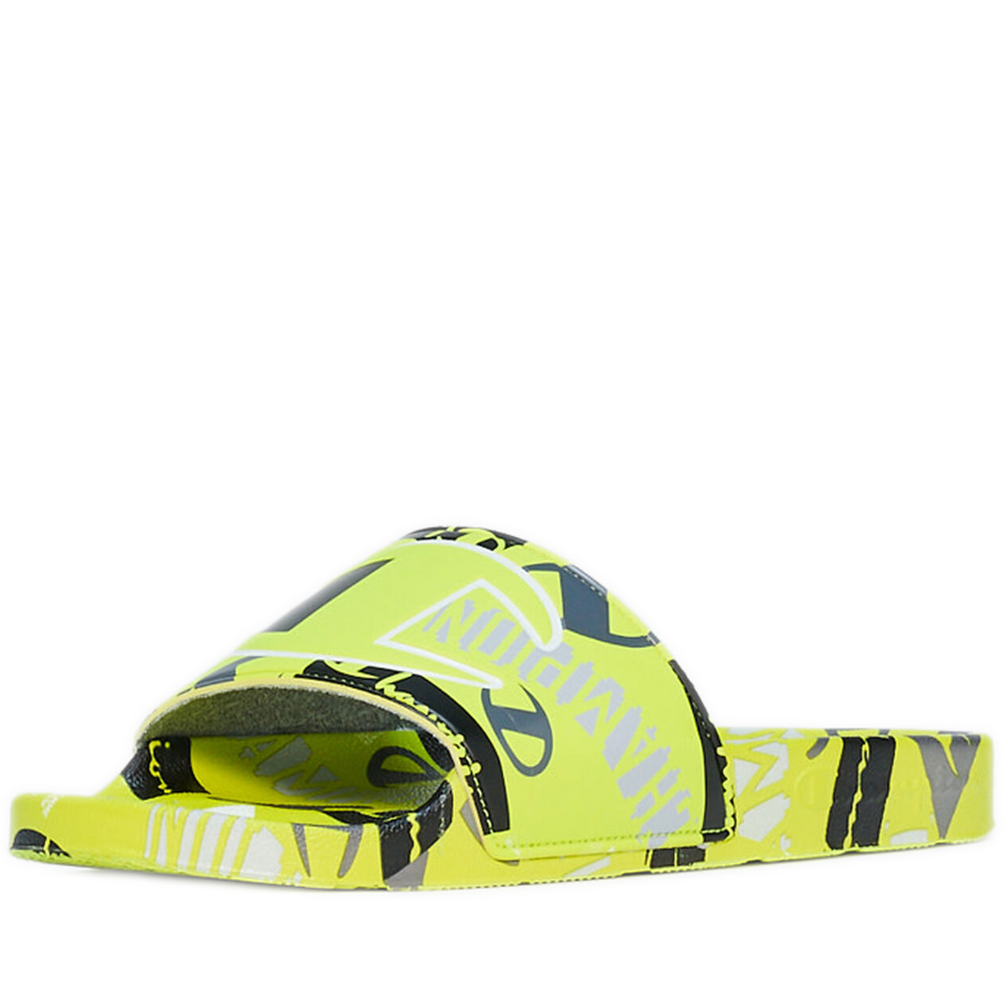 Men's Champion IPO C Logo Slides - Lime/ Black/ Grey