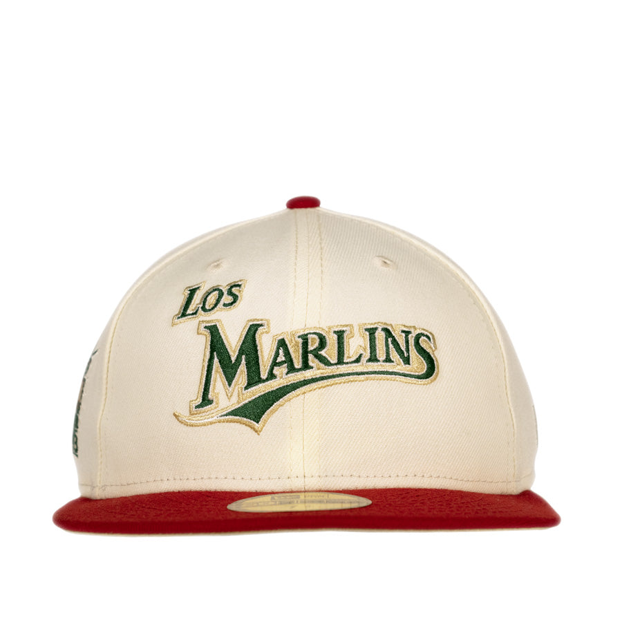 New Era Florida "Los Marlins" Inaugural 1993 Patch - 59FIFTY Custom Fitted Hat - Off White / Red