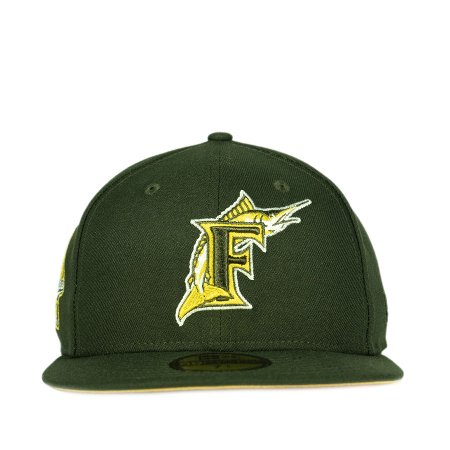 New Era Florida Marlins 1997 World Series 25th Anniversary Patch - 59FIFTY Custom Fitted Hat - Seaweed / Yellow