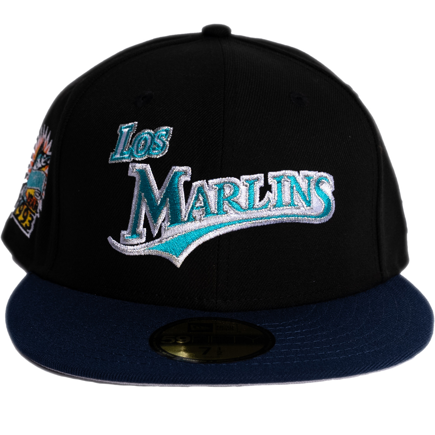 New Era Florida Marlins 59Fifty Fitted Hat - Black/ Blue