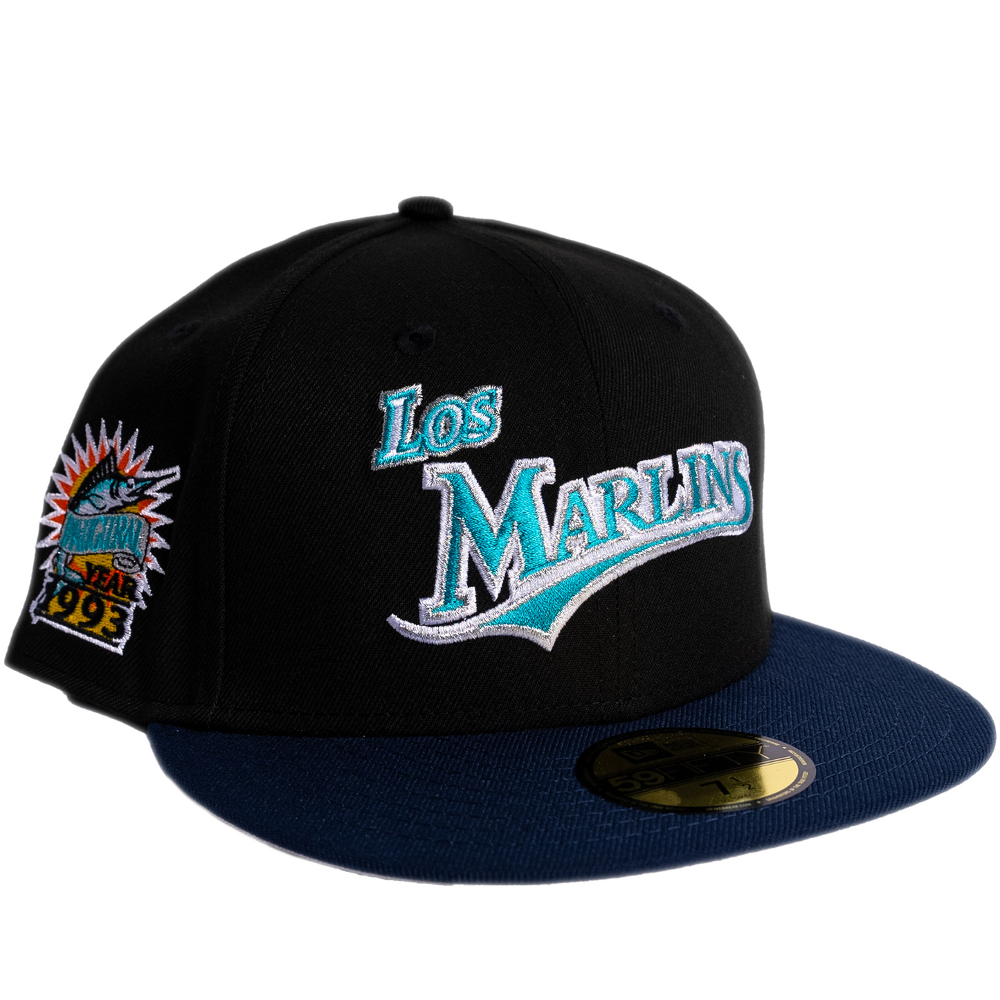 New Era Florida Marlins 59Fifty Fitted Hat - Black/ Blue