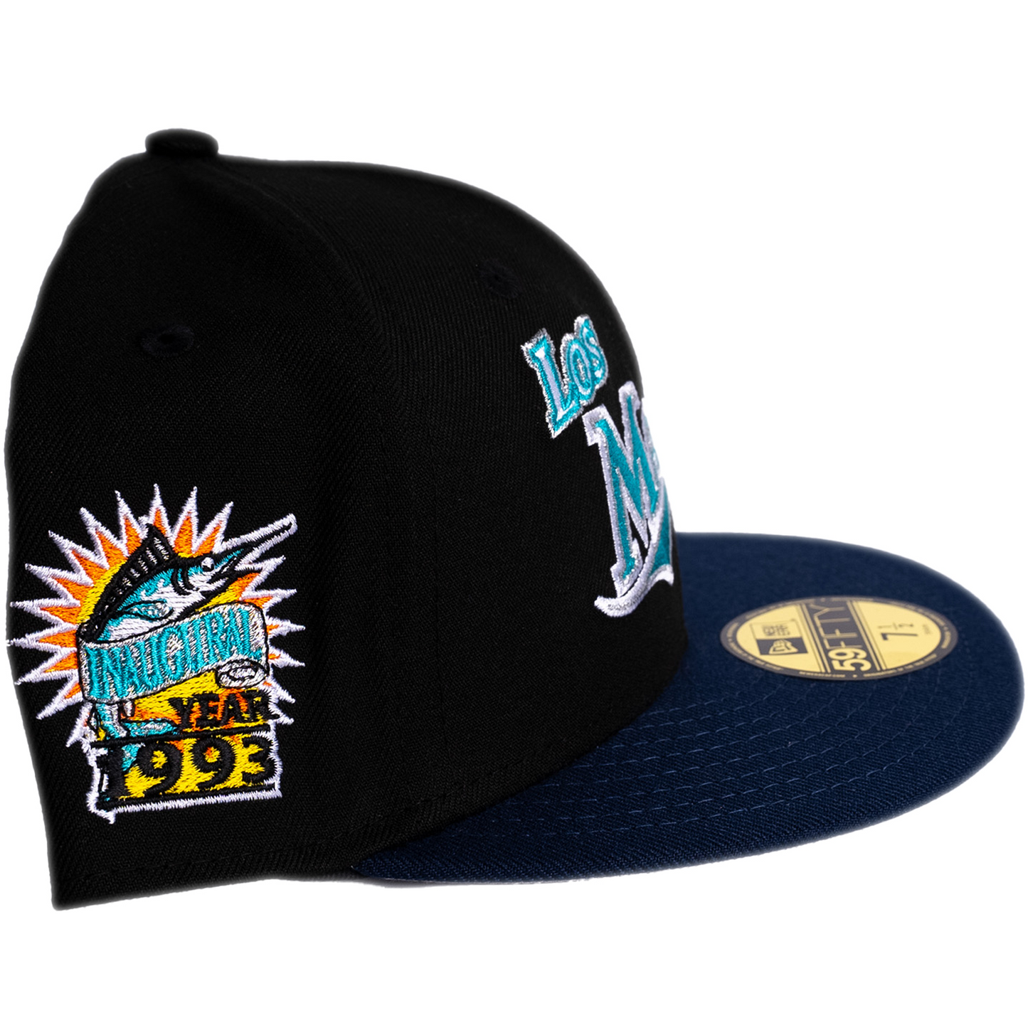 New Era Florida Marlins 59Fifty Fitted Hat - Black/ Blue