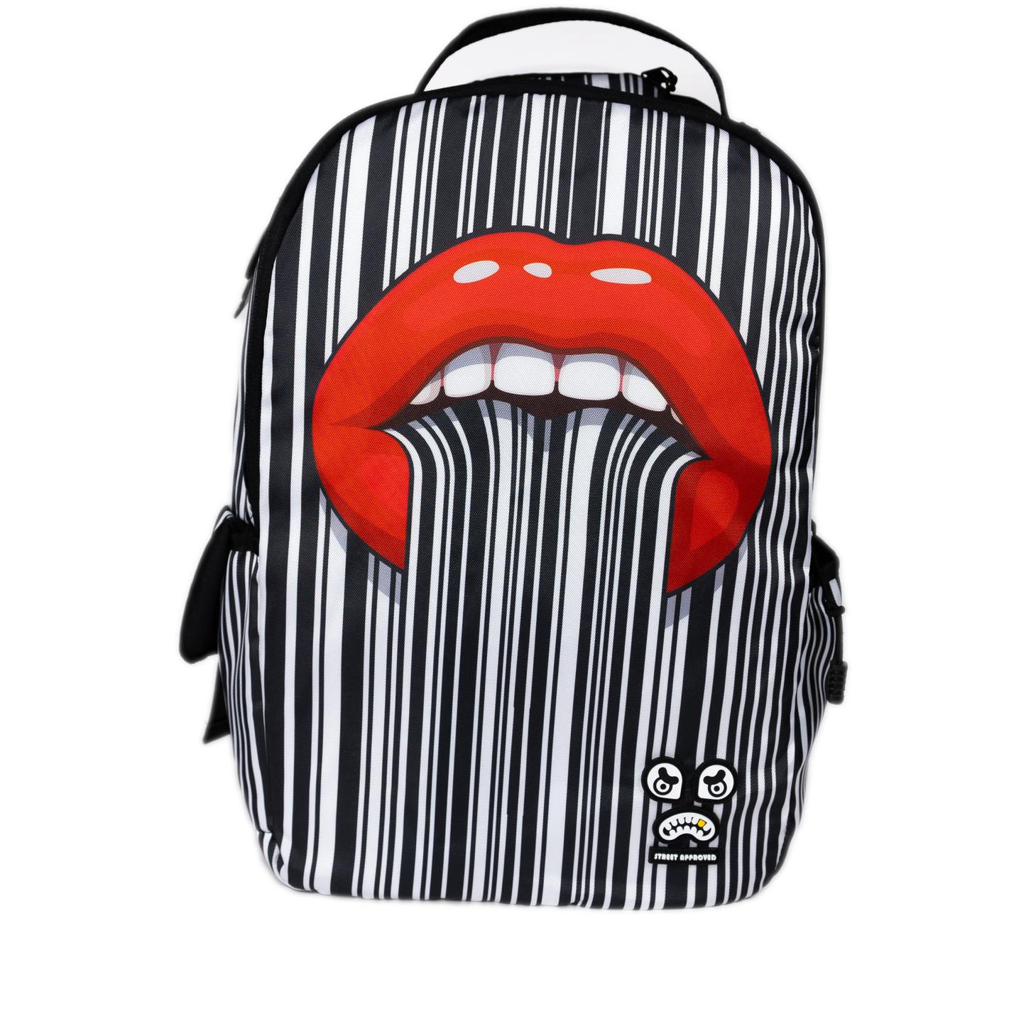Streetz Iz Watchin Trippy Lips Backpack - Black/ White/ Red