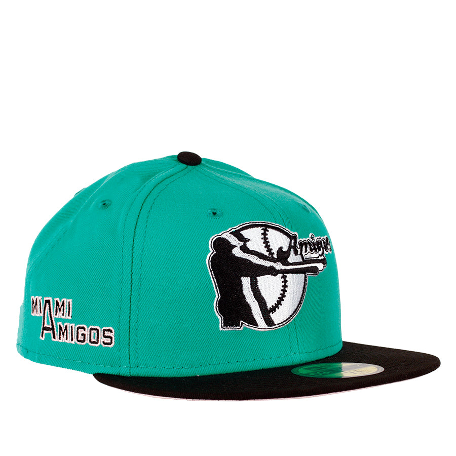 Exclusive New Era 59Fifty Miami Marlins Hat - 2T Neon Blue, Black