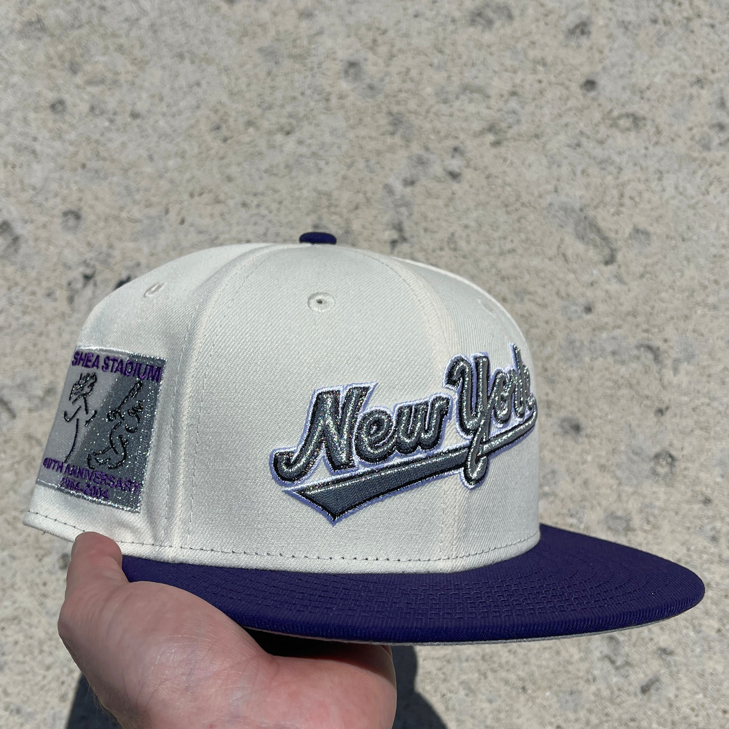 New Era New York Mets 59FIFTY Hat - Off White/ Purple