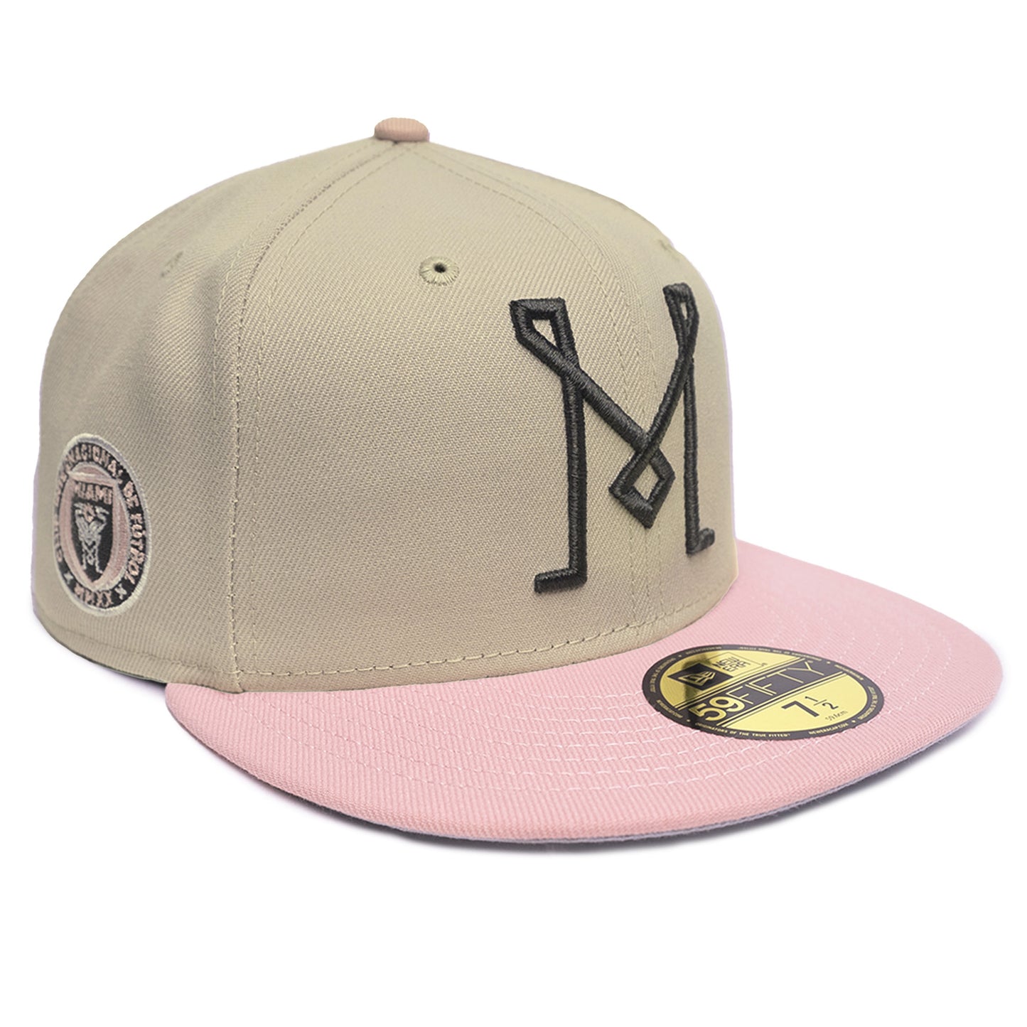 New Era Inter Miami 59Fifty Fitted Hat - Stone / Pink