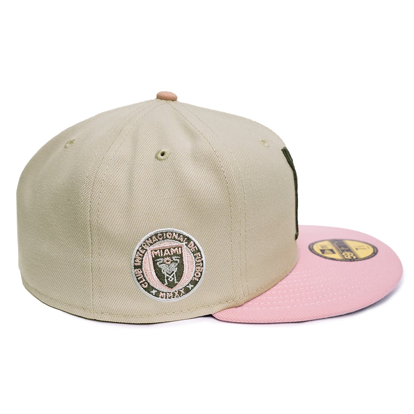 New Era Inter Miami 59Fifty Fitted Hat - Stone / Pink
