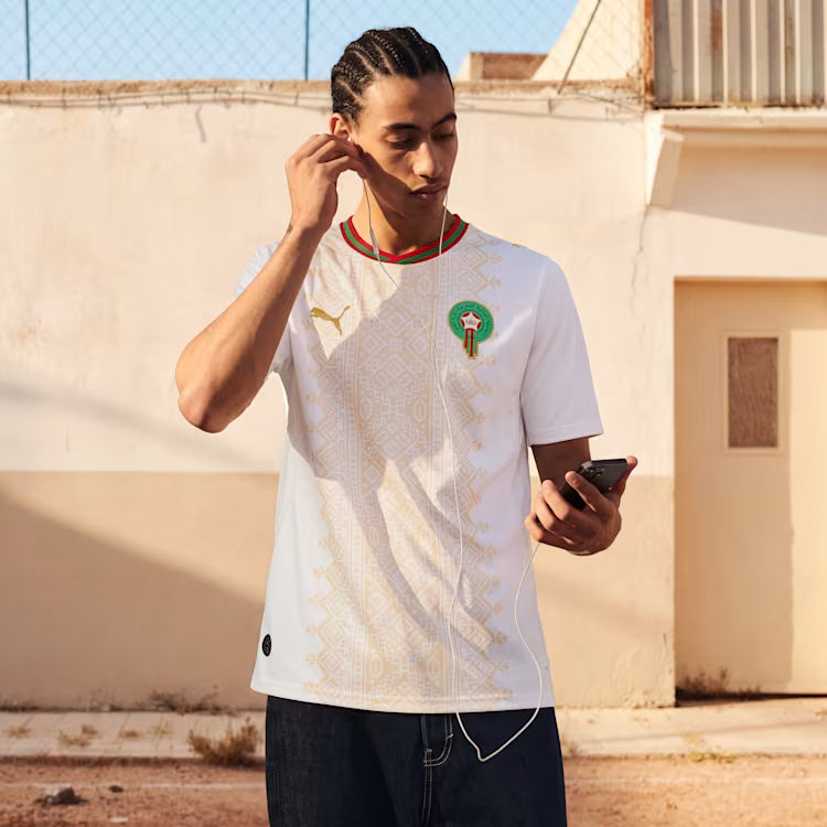 Puma Morocco Away Soccer Jersey - Puma White / Victory Gold