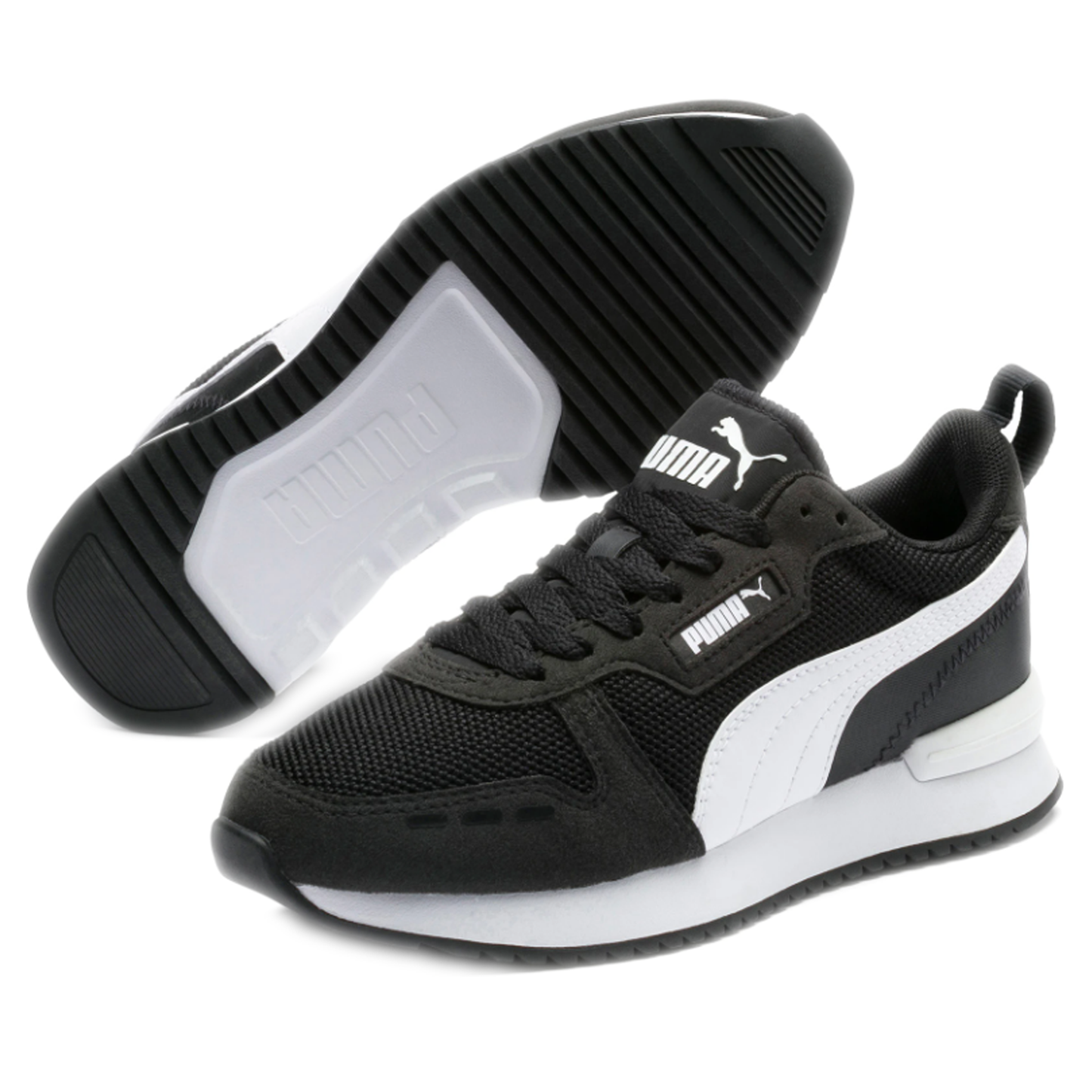 Kid's Puma R78 Shoes - Black/ White
