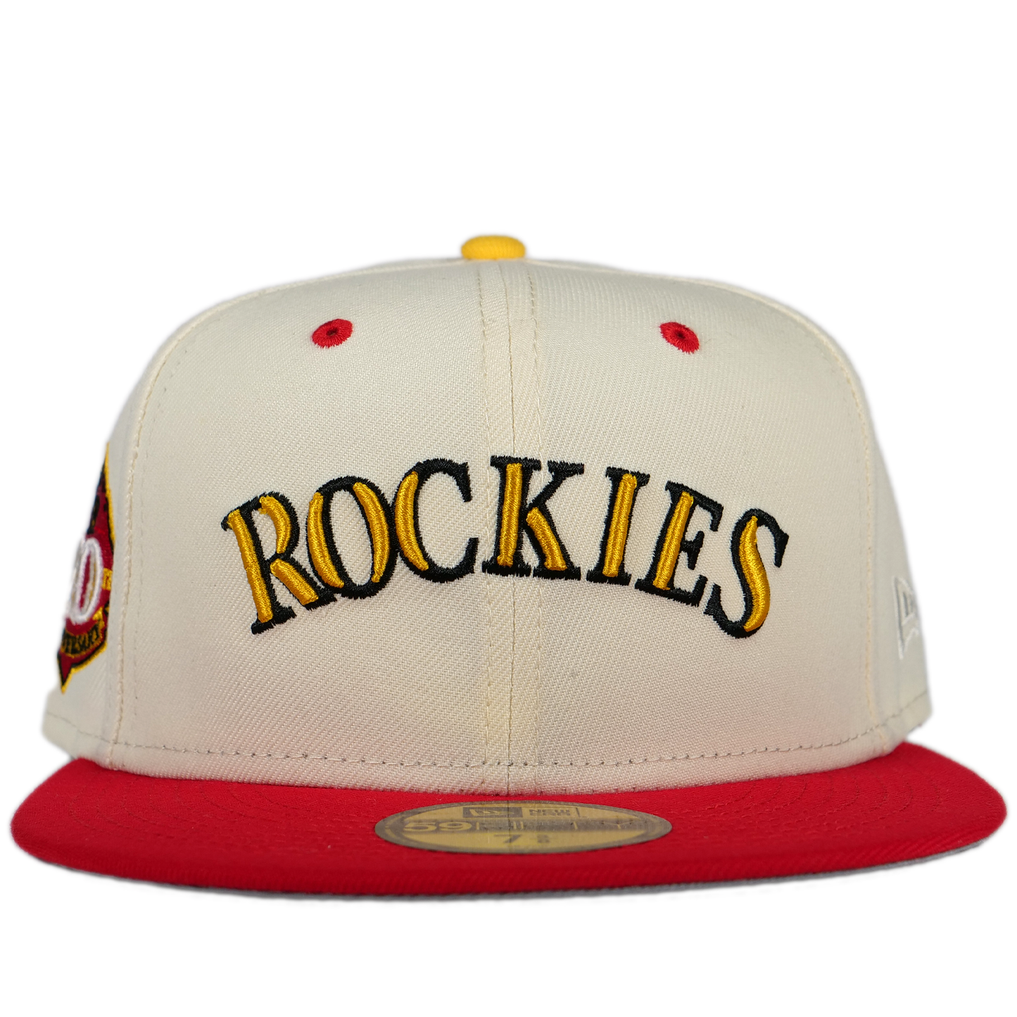 New Era Colorado Rockies 59Fifty Fitted Hat - White/ Red/ Grey/ Yellow
