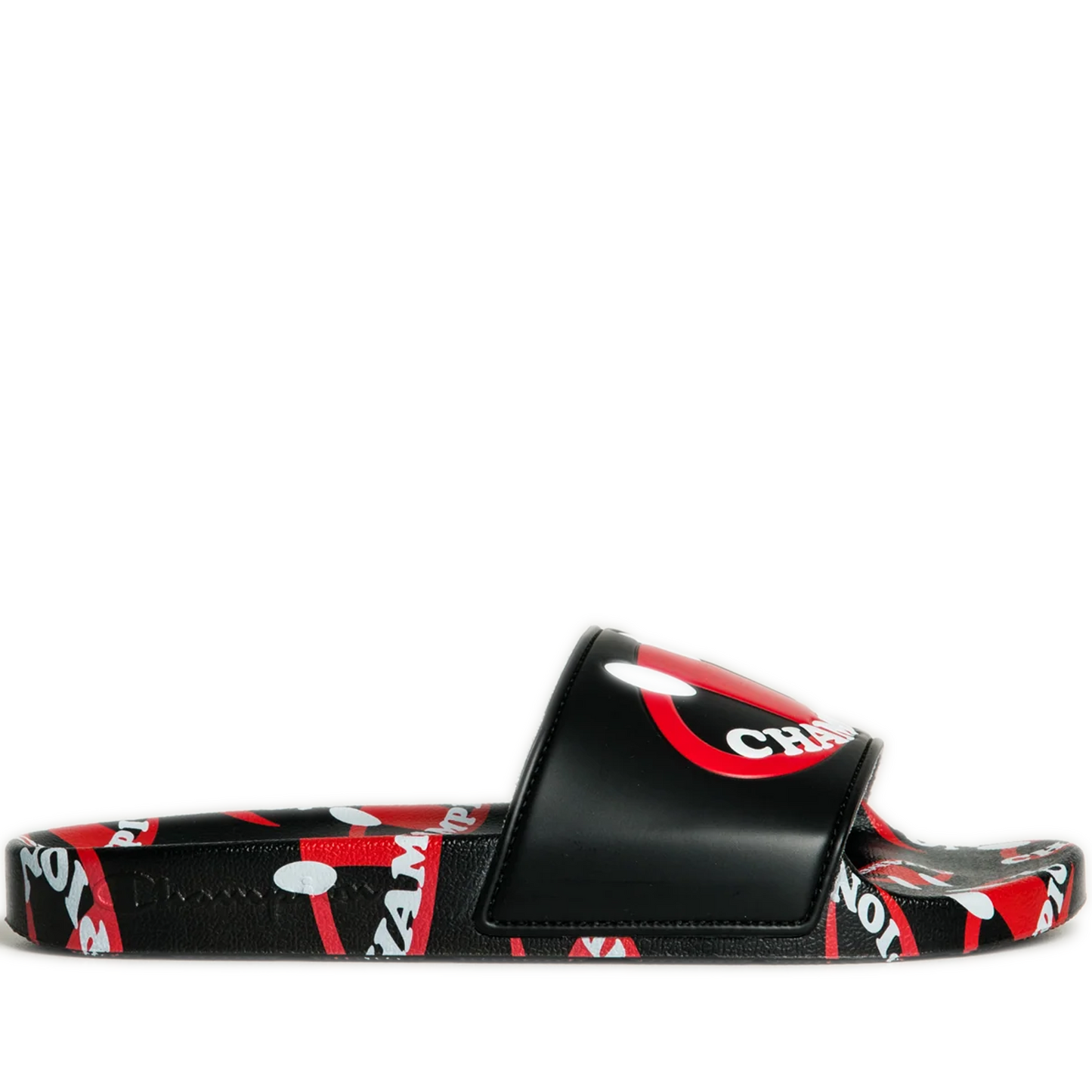 Men's Champion IPO Smile Slides - Black/ Scarlet
