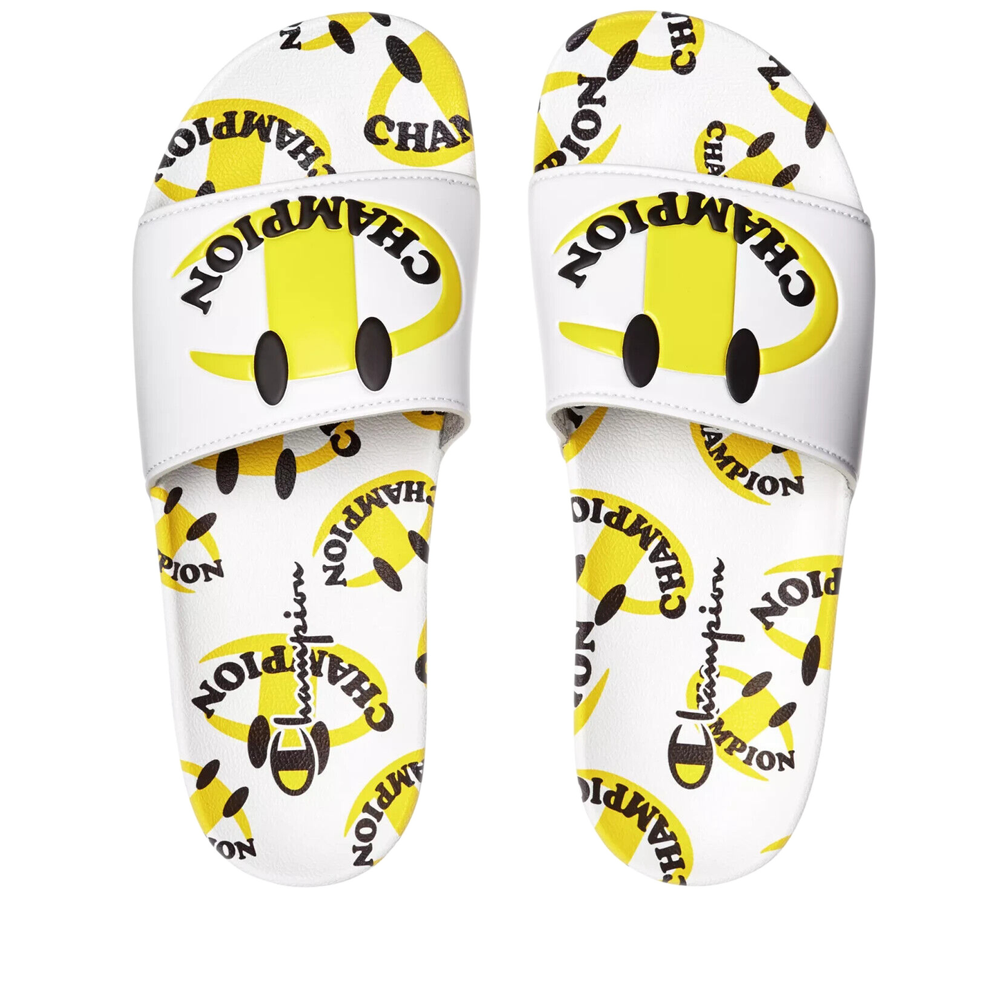Men's Champion IPO Smile Slides - White/ Yellow