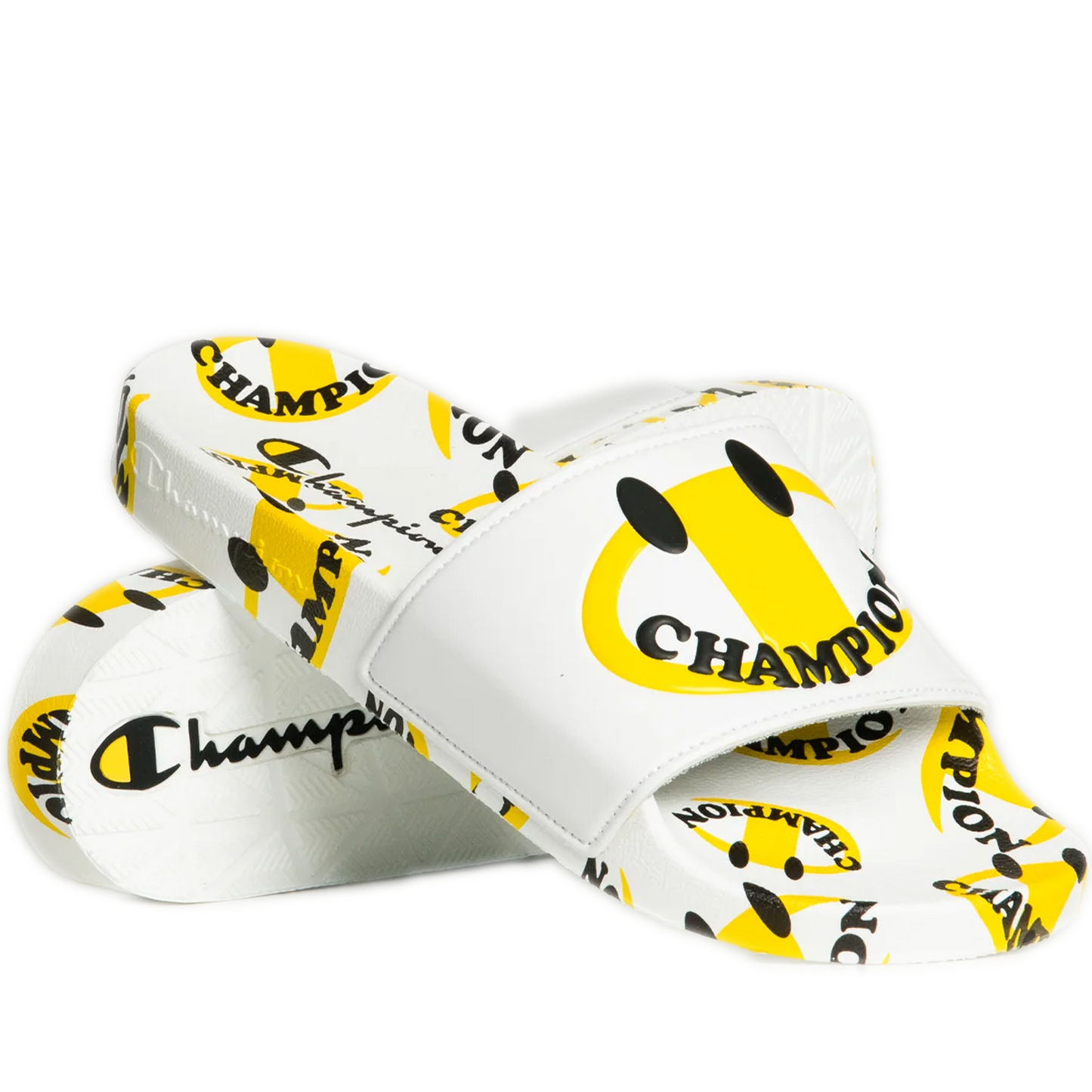 Men's Champion IPO Smile Slides - White/ Yellow