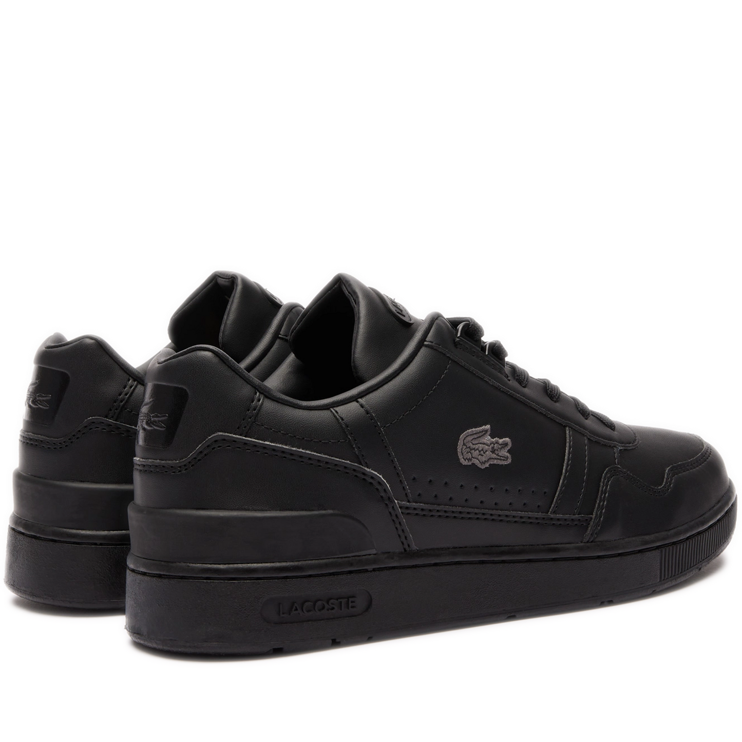 Men's Lacoste T-Clip Leather Trainers - Black/ Black