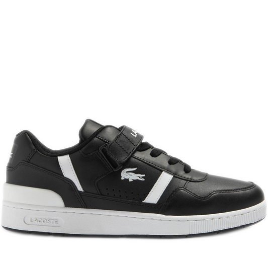 Men's Lacoste T-Clip Velcro Leather Sneakers - Black/ White