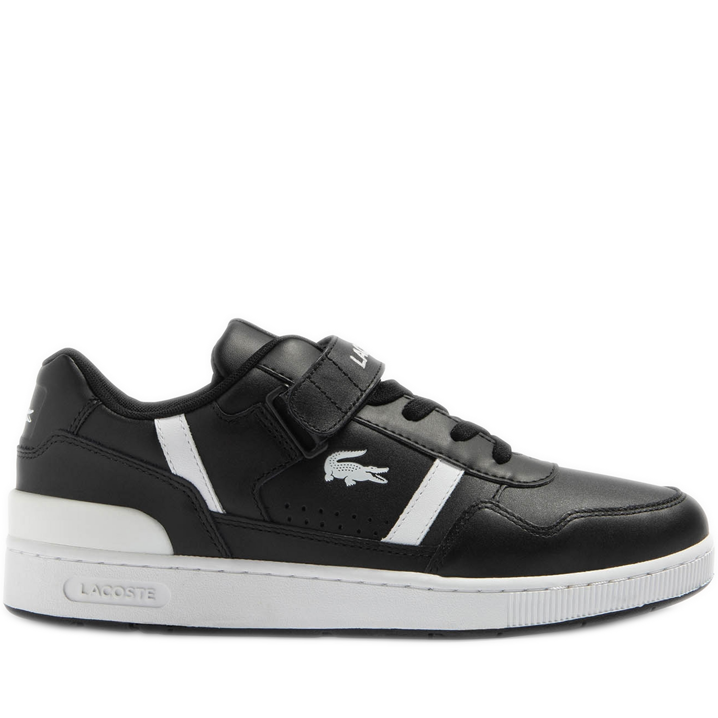 Men's Lacoste T-Clip Velcro Leather Sneakers - Black/White