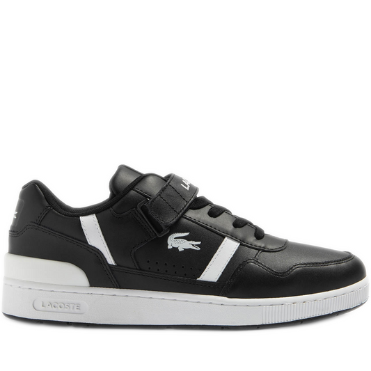 Men's Lacoste T-Clip Velcro Leather Sneakers - Black/White