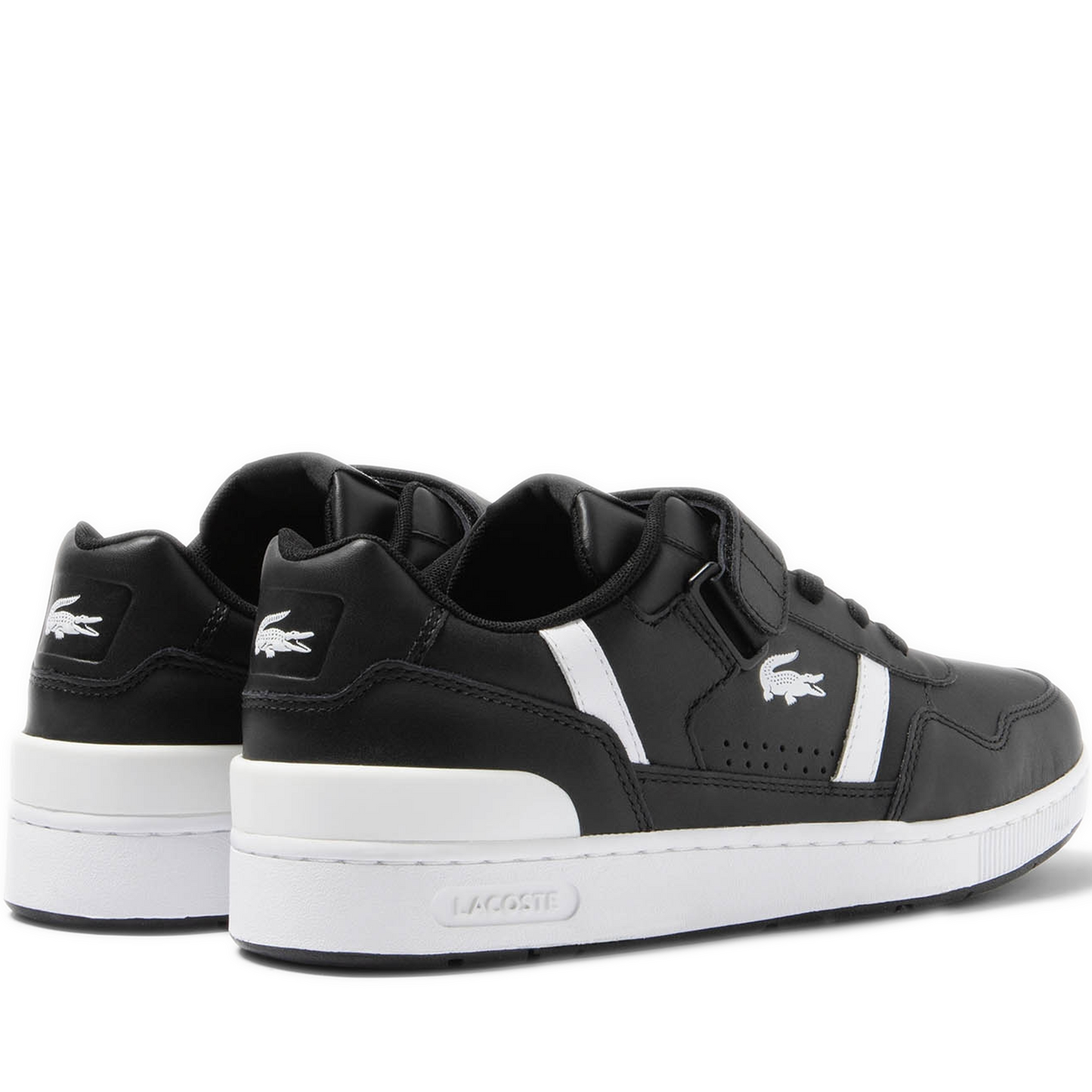 Men's Lacoste T-Clip Velcro Leather Sneakers - Black/White