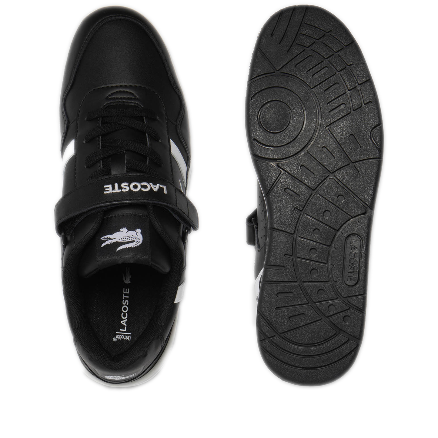 Men's Lacoste T-Clip Velcro Leather Sneakers - Black/White